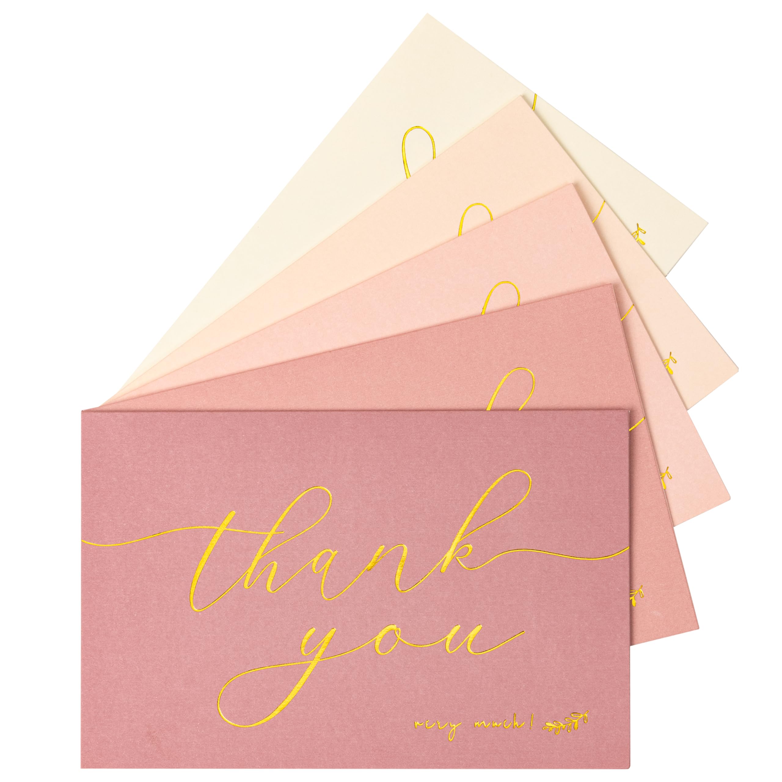 Crisky 50 Pcs Dusty Rose Thank You Cards With 50 Envelopes & 50 Stickers Simple, Chic, Elegant Greeting Cards Perfect for: Wedding/Business/Birthday/