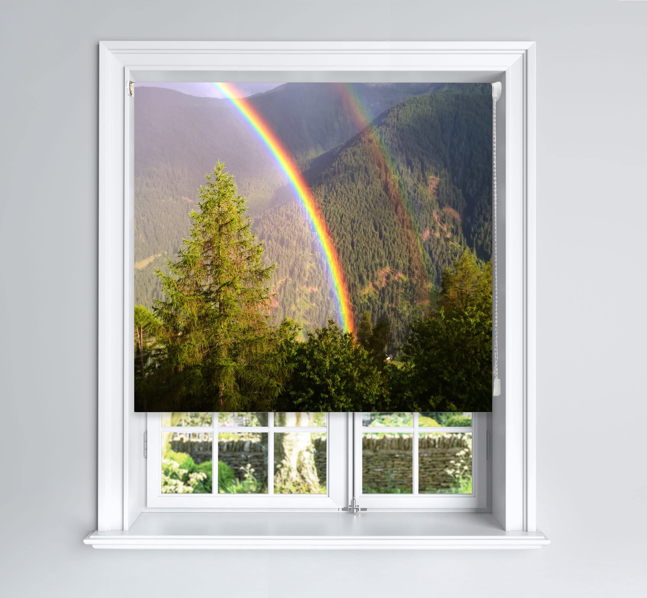 Lister Cartwright Forest Rainbow Photographic Blackout Roller Blind - (150 X 140 Cm) Printed Colourful Roller Blind Easy Fit Window Blind With Child Safety - Bedroom Bathroom Kitchen & Living Room