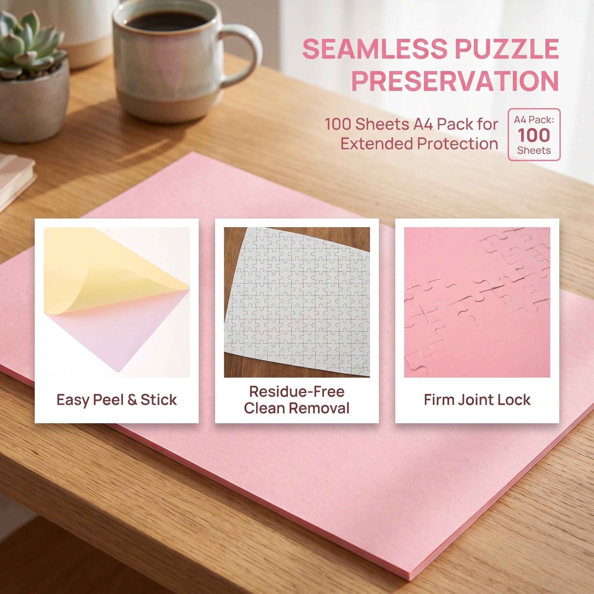 SHINEOFI 100 arkuszy do układania puzzli, papier samoprzylepny do prac
