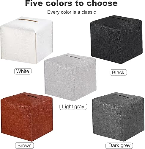 Miniatura 6 de Paquete de 2 fundas para caja de pañuelos, cuadrado moderno de piel sintética, se puede utilizar para tocador de baño, mesita de noche, escritorio