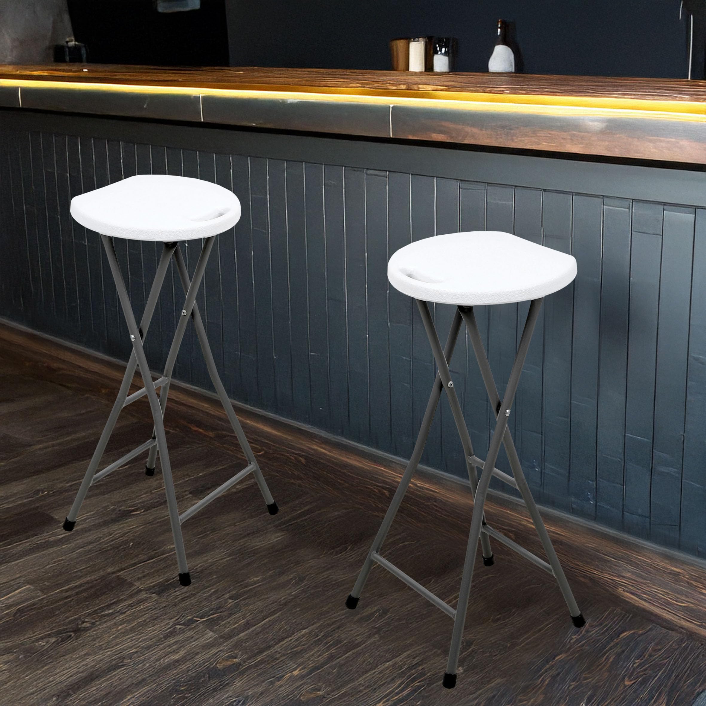 Spetebo Barhocker klappbar 70 x 27 cm Metall Gestell Kunststoff Sitzfläche | Belastbarkeit 100 kg, Faltbar, Ohne Rückenlehne, Für Bar und Tresen