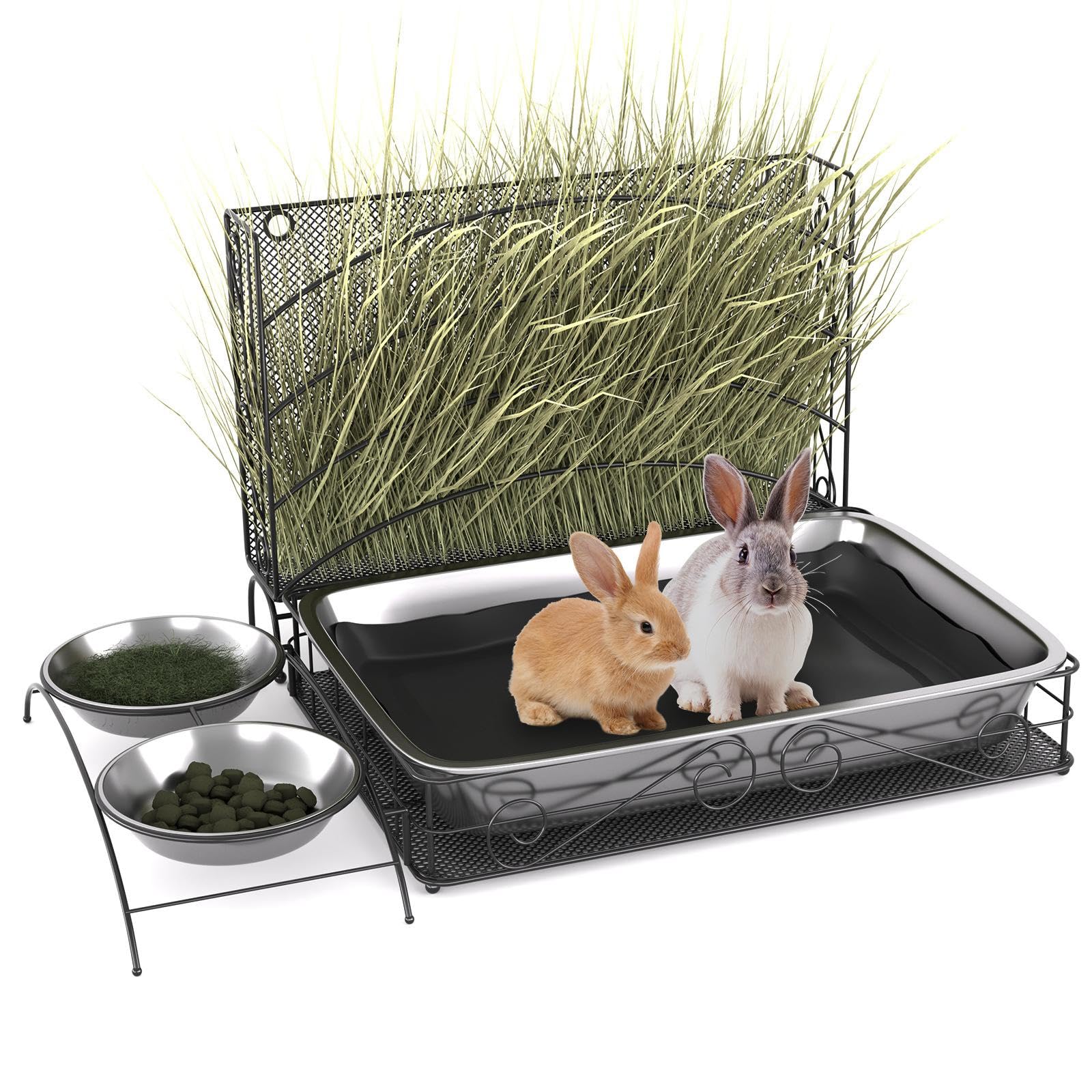 Comedero de heno for Conejos con Caja de, Pesebre de heno for Conejos, Desmontable for Conejos, Chinchillas, Animales pequeños, conejo/1315