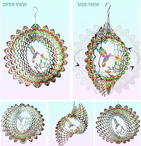Miniatura 5 de Molinillos de viento para exteriores, regalo de mariposa para mujeresmadreunisexNavidad, 12 pulgadas, acero inoxidable 3D, molinillo de viento