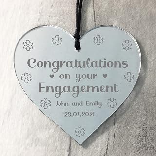 RED OCEAN PERSONALISED Engagement Gift Engraved Heart Friendship Gift For Couple Keepsake