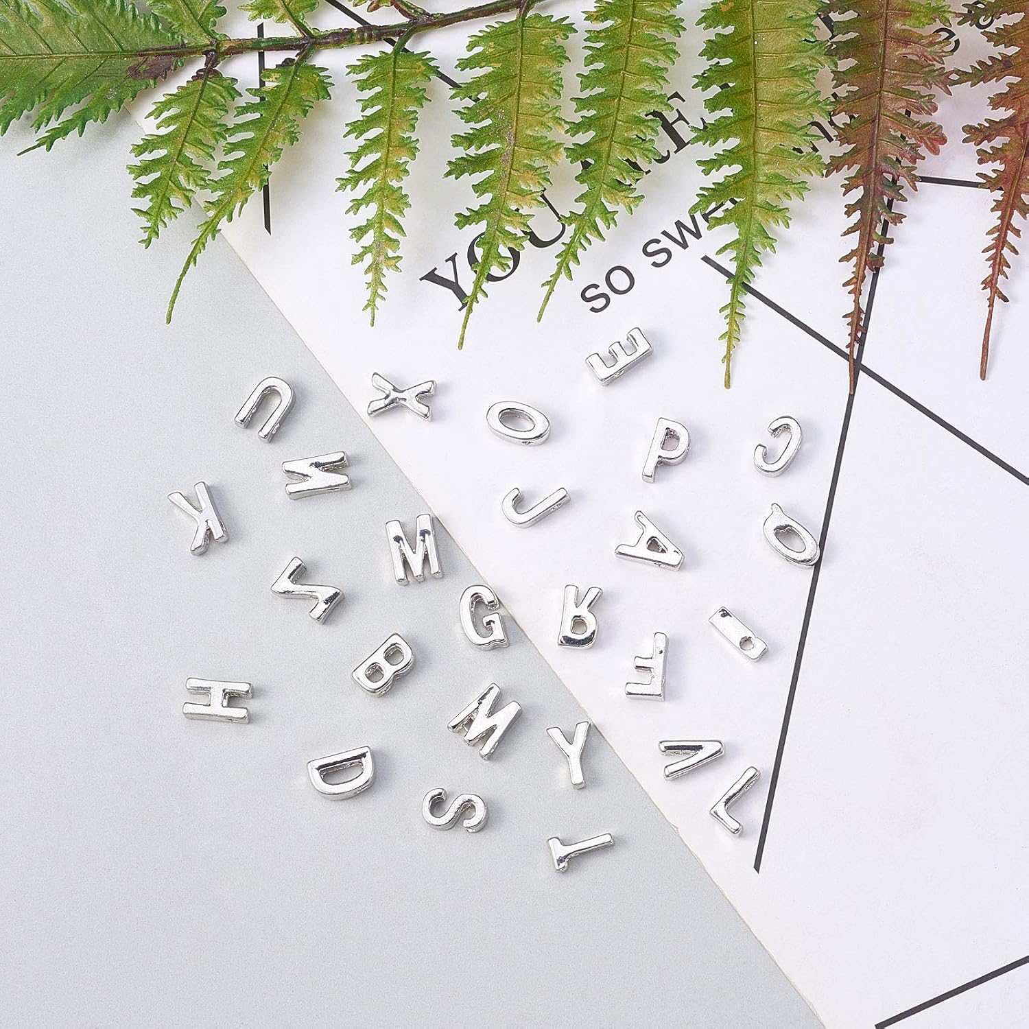 LiQunSweet 26 Pcs Letter Alphabet Metal Alloy Loose Beads for Women Men Initial Jewelry Making DIY Craft Supplies - 10x3mm