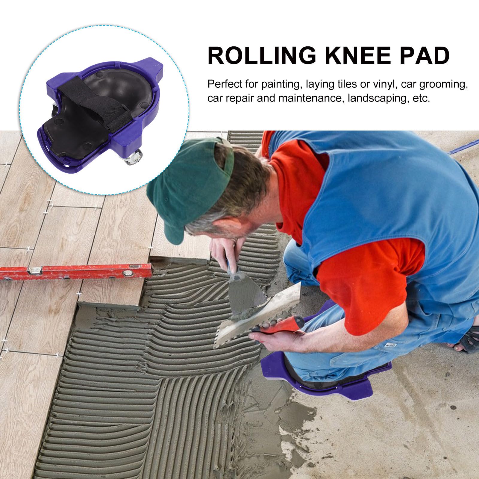 Veemoon Rodilleras para Trabajar con Cojín Rodante y Soporte Integrado de Plástico, Protección Ergonómica para Jardinería y Colocación de Vinilo