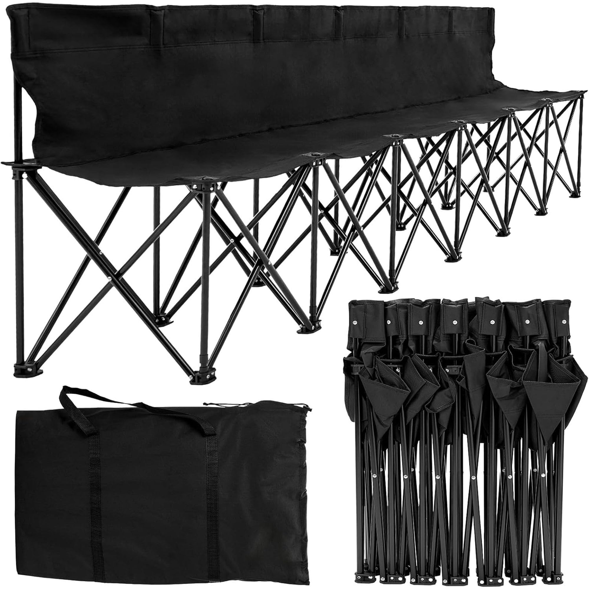 Panca sportiva pieghevole, sedile portatile da stadio con schienale per campeggio, tailgating, calcio e calcio, facile da trasportare e configurare