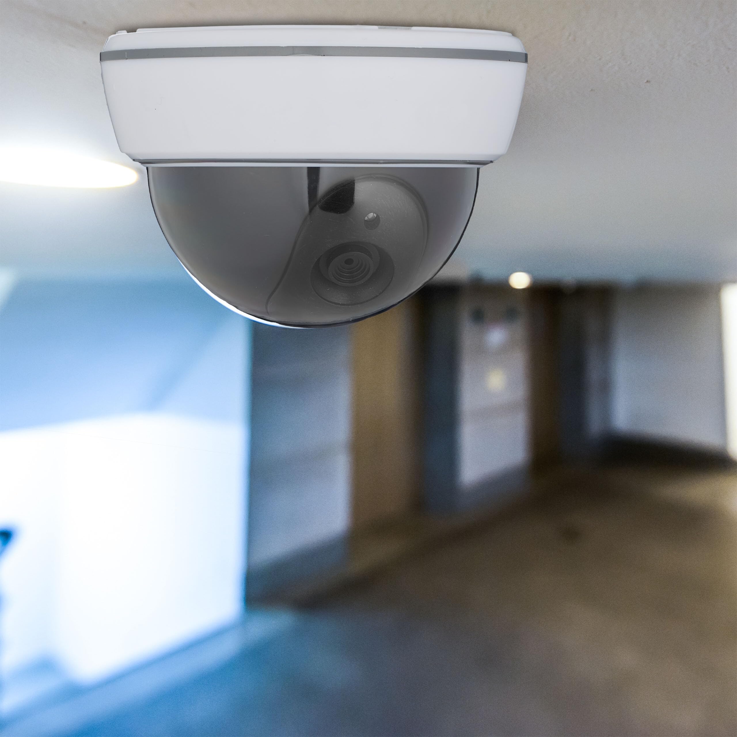 Relaxdays Telecamera Finta di Sorveglianza, Set 3 Dummy Camera, LED Lampeggiante, Interni e Esterni, Deterrente, Bianco