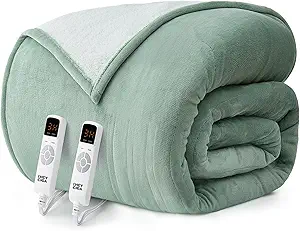 EHEYCIGA Heated Electric Blanket King Size - 9 Heating Levels, 10 Hours Auto Off, Soft Cozy Sherpa Washable Dual Control With Fast Heating, 90 x 100 Inches