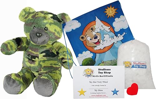 Miniatura 2 de GI camuflaje Bear 16" Make Your Own Animal- no Sew – Kit de peluche con lindo mochila.
