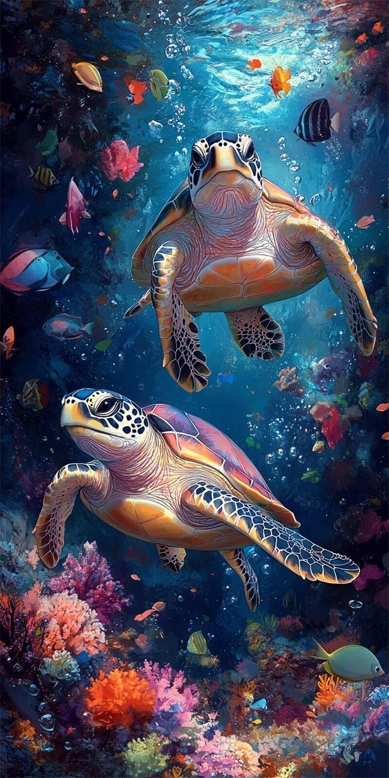 Pintar por Numeros Adultos Fondo marino Lienzos 70x140cm, animal, k-114