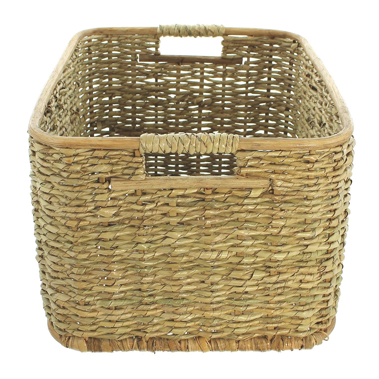 Panier de Rangement en Rotin et Paille de Roseau - Taille Moyenne 40 x 30 x 23 cm - Pour Armoire, Étagère et Linge