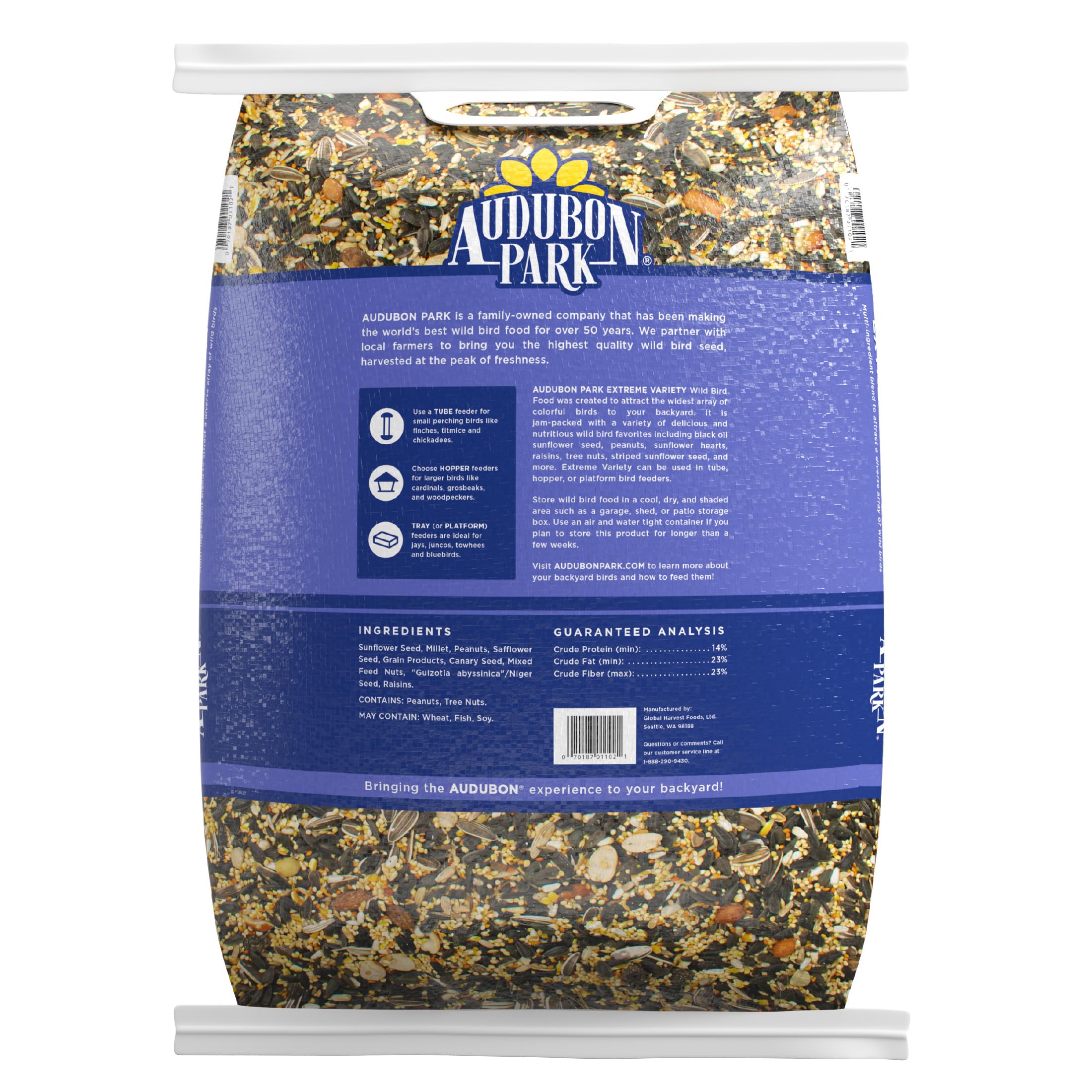 Audubon Park Extreme Variety - Semillas de pájaros silvestres para comederos exteriores, bolsa de 15 libras