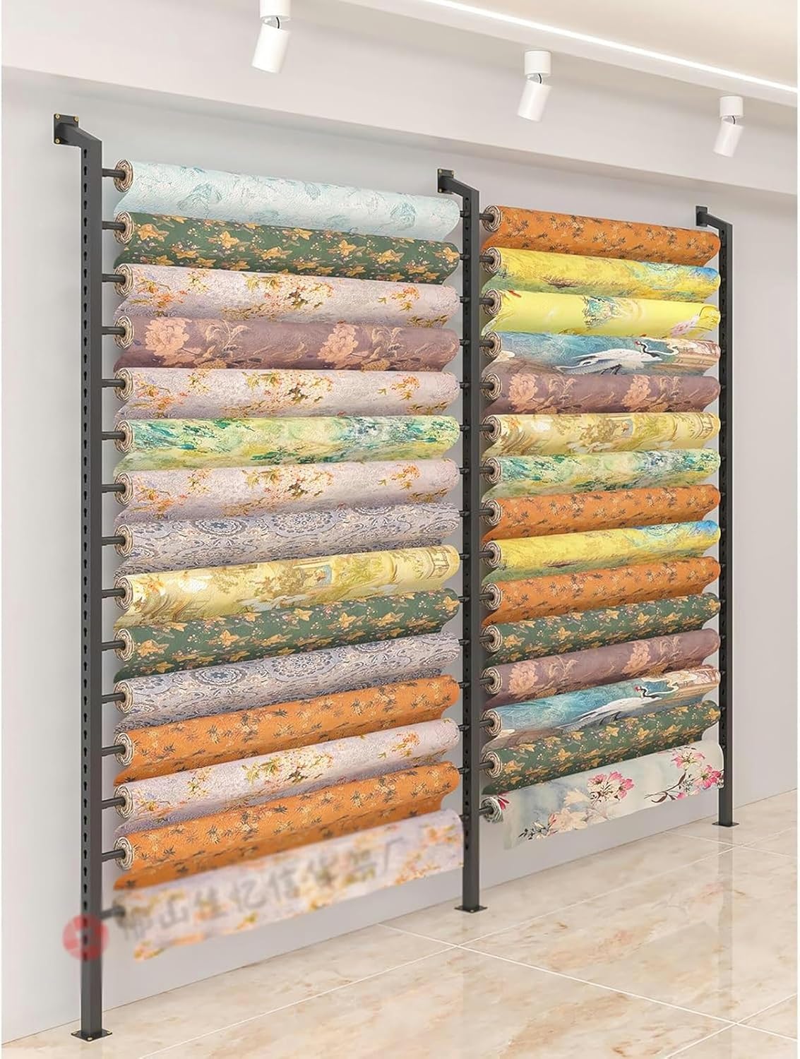 8 10 12 15 Rolls Metal Car Vinyl Holder with Adjustable Hanging Rod, Textile Fabric Roll Storage Rack, Multi-Use, for Wallpaper, Car Window Film, Banner, Poster, Wrap Material