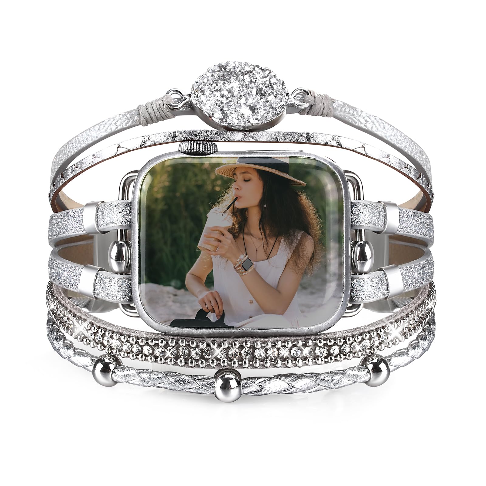 CHARMINGO Boho Beaded Bracelet Compatible with Apple Watch Band Women 38mm 40mm 41mm Series 10 9 8 7 6 SE Ultra 2