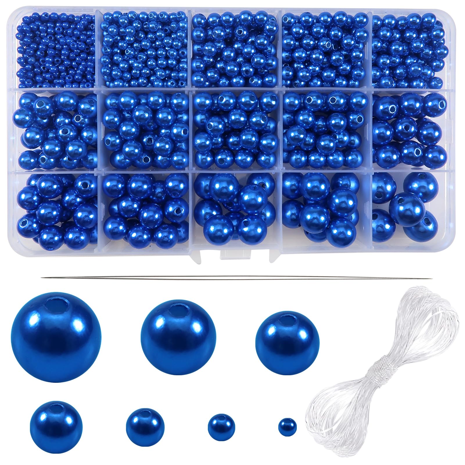 TOAOB 1400 Stck Kunstperle mit Loch Runde Perlen set zum Auffdeln Schmuck Perlen  Blau 3mm 4mm 6mm 8mm 10mm 12mm 14mm fr Dekorieren Kleidung Halsketten  Armbnder : Amazon.de: Kche, Haushalt & Wohnen