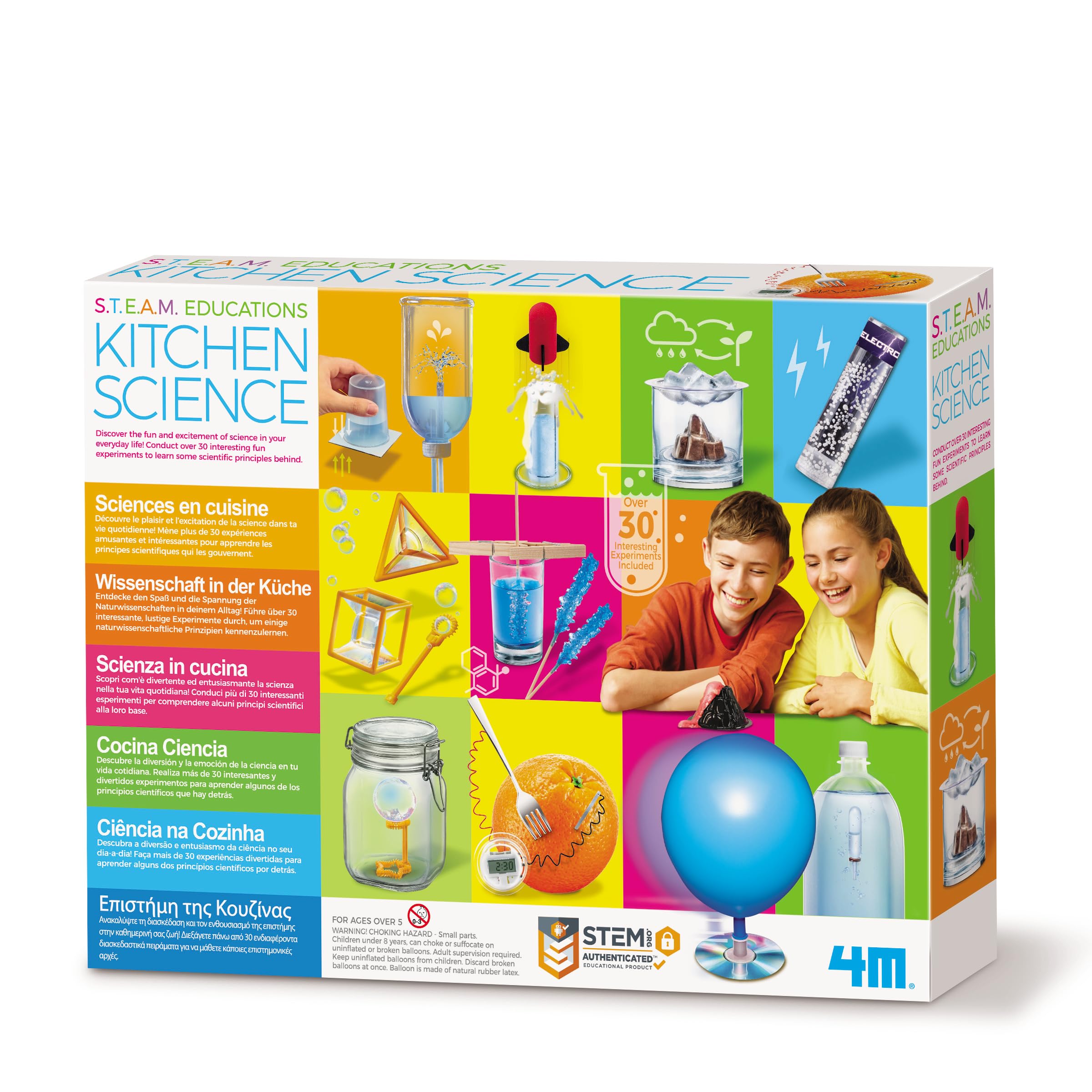 STEAM Powered Kids Kitchen Science Kit – Over 30 Fun Experiments for Fruit Clocks, Air-Hovercraft, Water Fountain & More – Educational Kitchen Chemistry STEM Activity Ages 8+