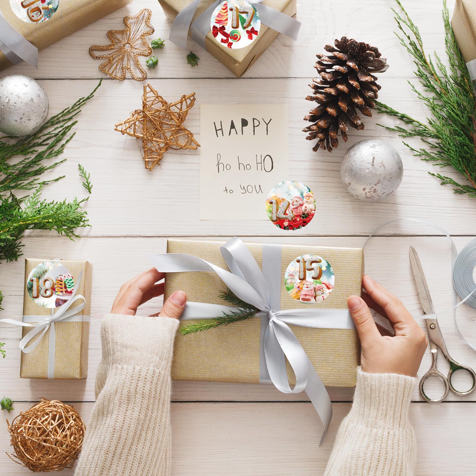 Lot De 192 Autocollants Numérotés Pour Calendrier De L'Avent DIY - Chiffres 1 à 24, Motifs Noël, Diamètre 3,8 Cm