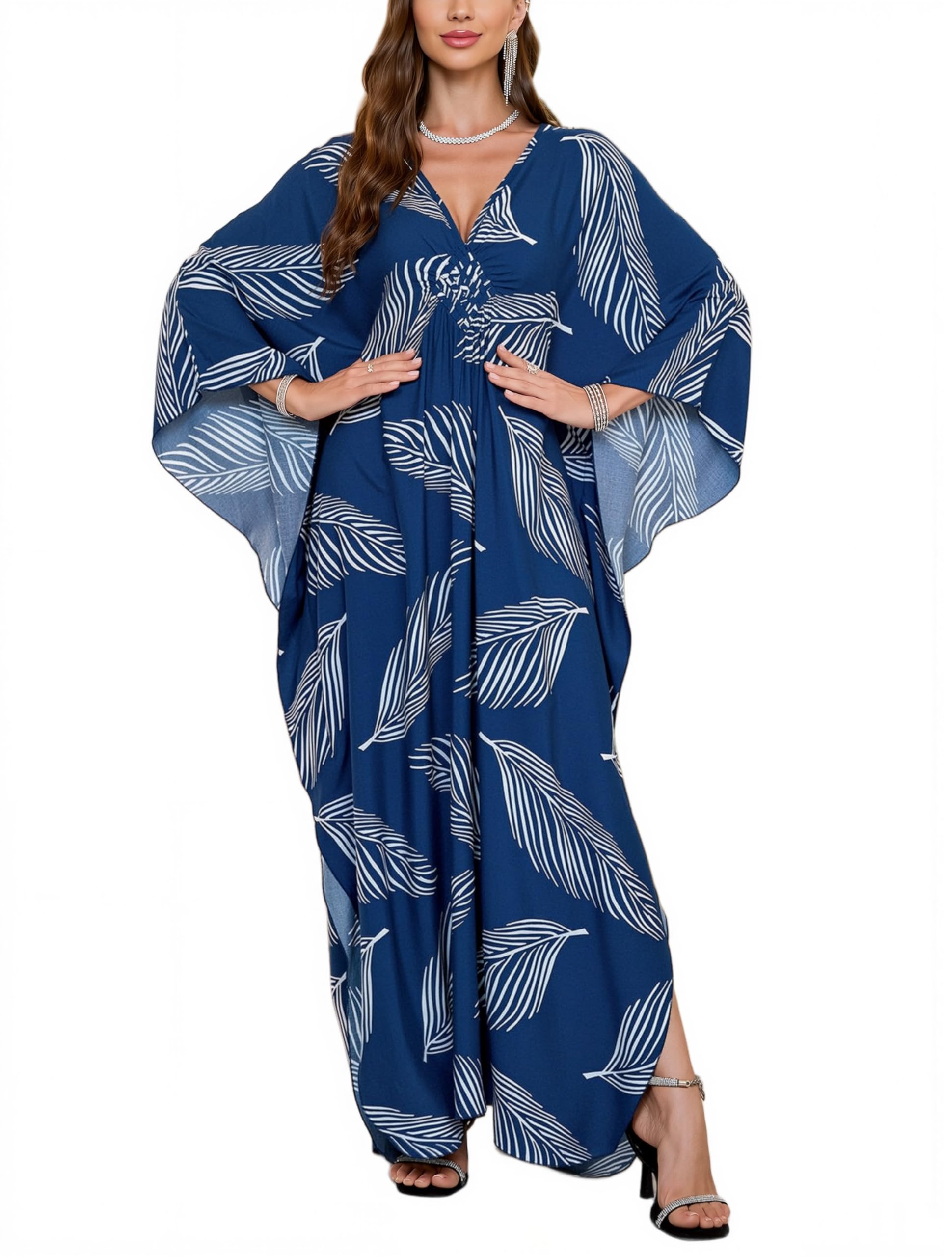 KEYLORTING Plus Size Kaftan Dress Women, African Moo Moo Print Caftan, Batwing Dress, Beach Cover Up for Party and Loungewear
