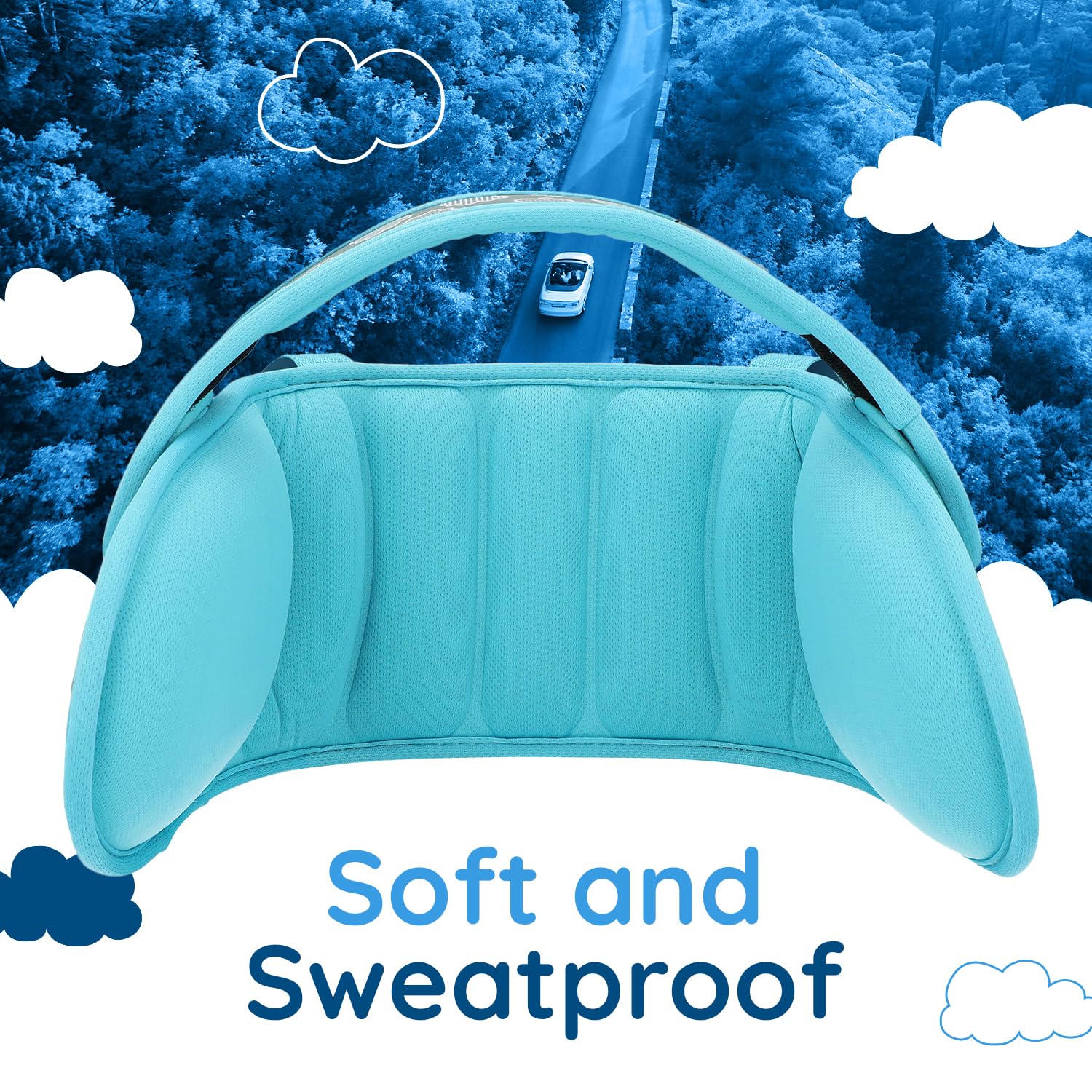 NAPUP Kids Head Holder for Car Seat – Adjustable Polyester Carseat Head Support for Toddler (Light Blue) — Amazon image 5