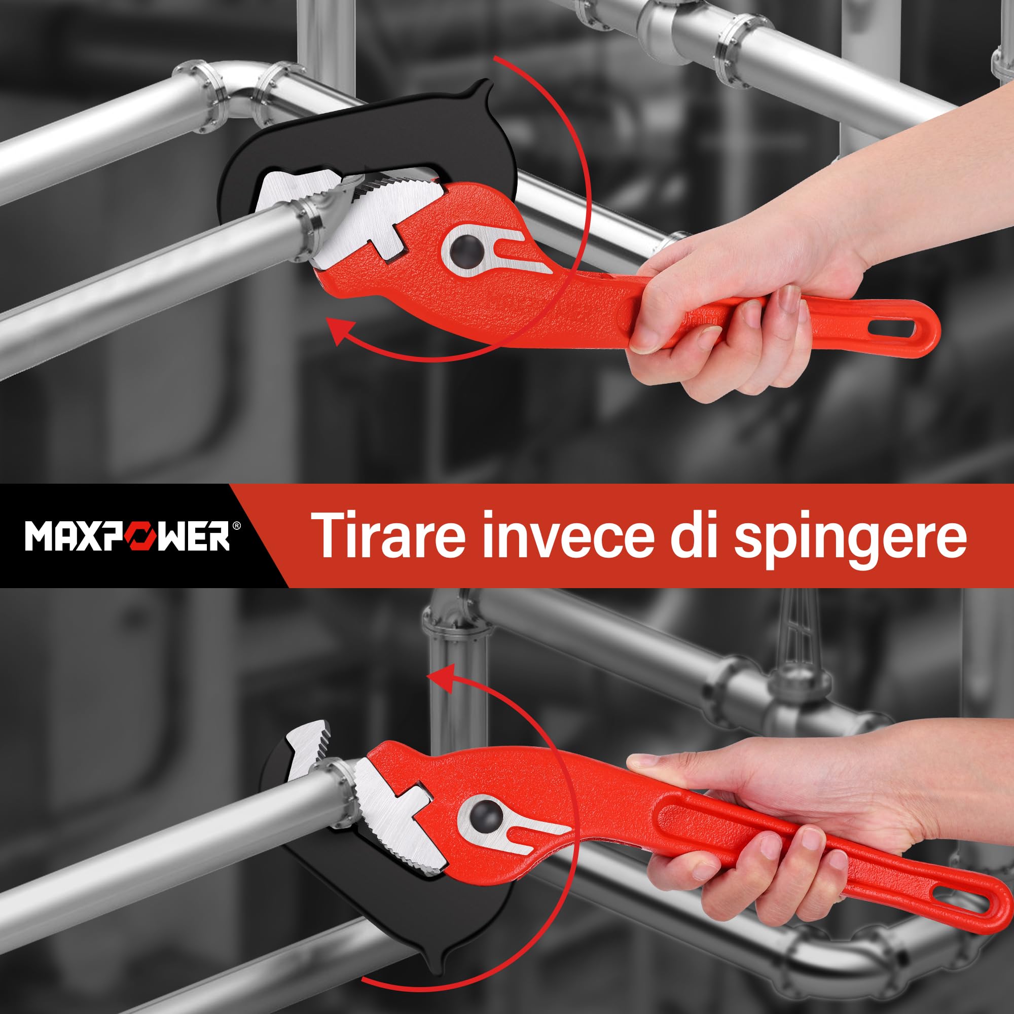 MaxPower Chiave per Tubi con RapidGrip CrV, Chiave Stillson da 350 mm, Giratubi con Apertura Massima 54 mm, Chiave per Tubo Uso con Una Sola Mano