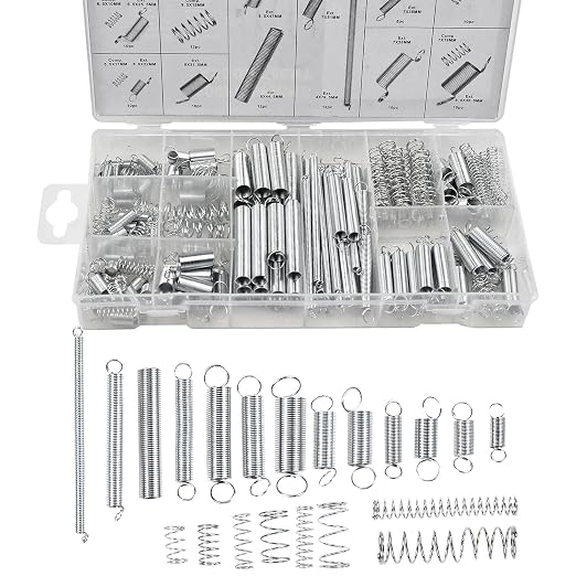 200Pcs Springs Assorted Set, Tension Springs Assorted, Metal Springs