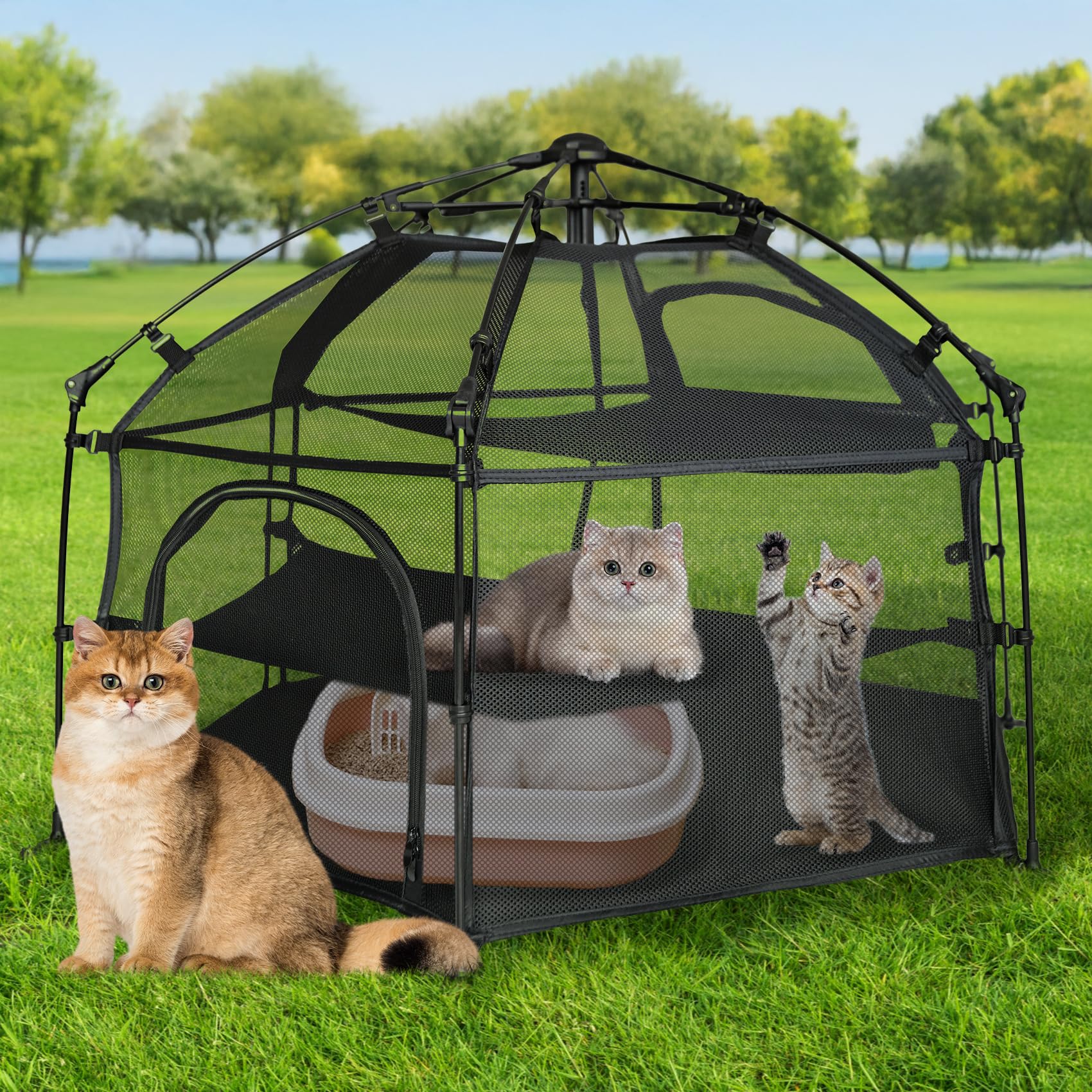 EighteenTek Catio Outdoor Cat Enclosure Pop up Cat Tent Playpen
