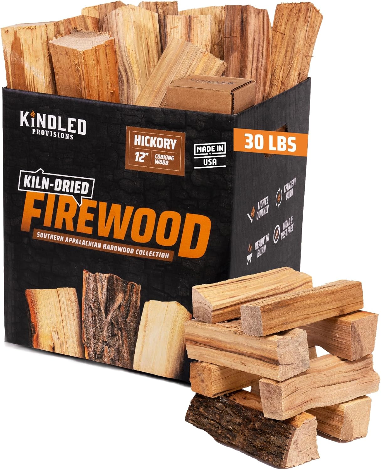 Best Cooking Wood - Hickory Cooking Wood Box by Kindled Provisions - 30lbs 12