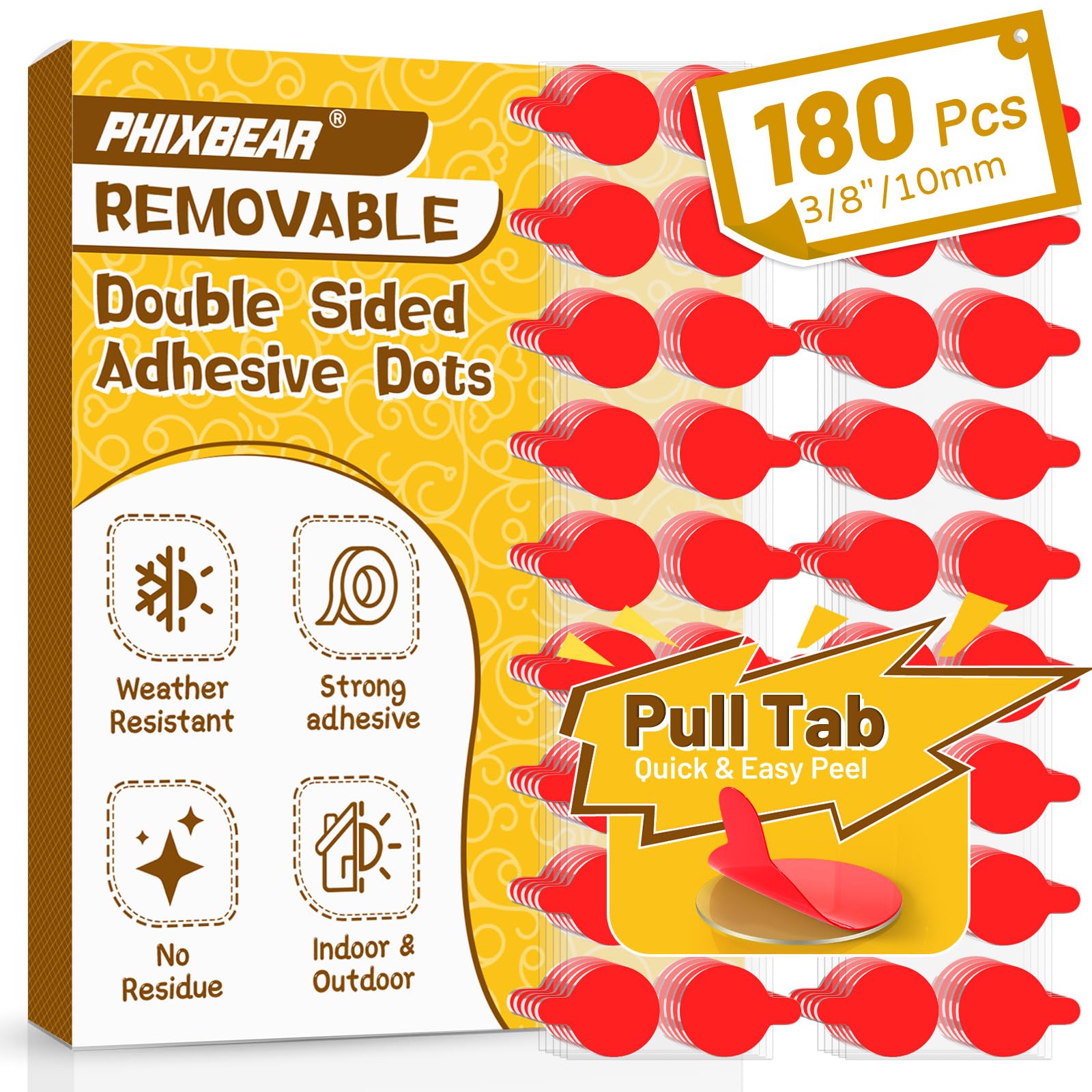 PHIXBEAR 180 Pcs Removable Mounting Putty, Strong Double Sided Glue Adhesive Dots Clear Museum Sticky Tack for Action Figures Wall Hanging No Residue,