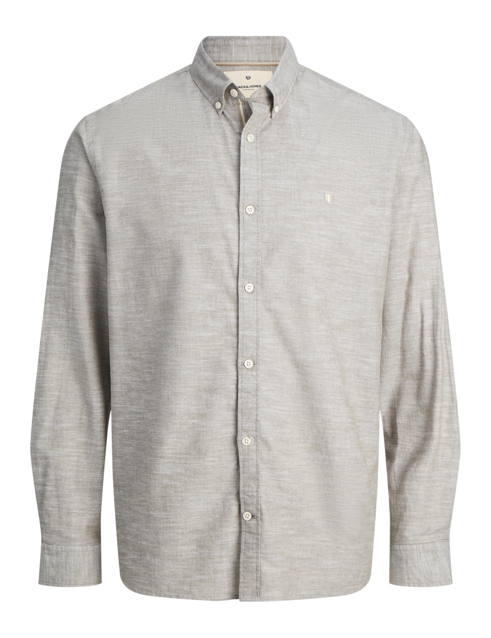 JACK & JONES Jprblusummer Button Down L/S Shirt, Stone Gray, XL