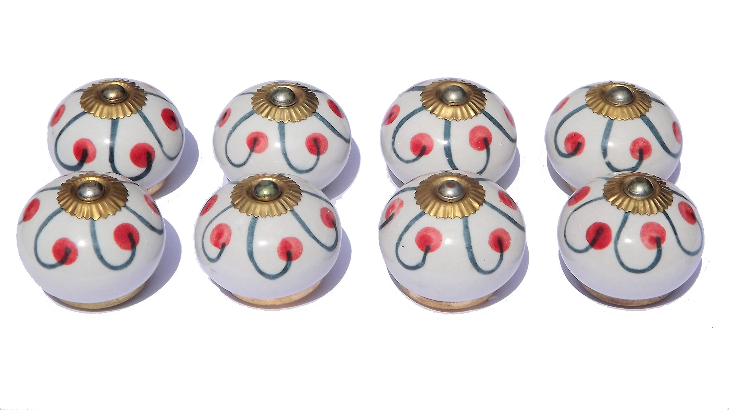 Lot de 8 boutons de porte ronds en céramique pour placard, tiroir, style shabby chic