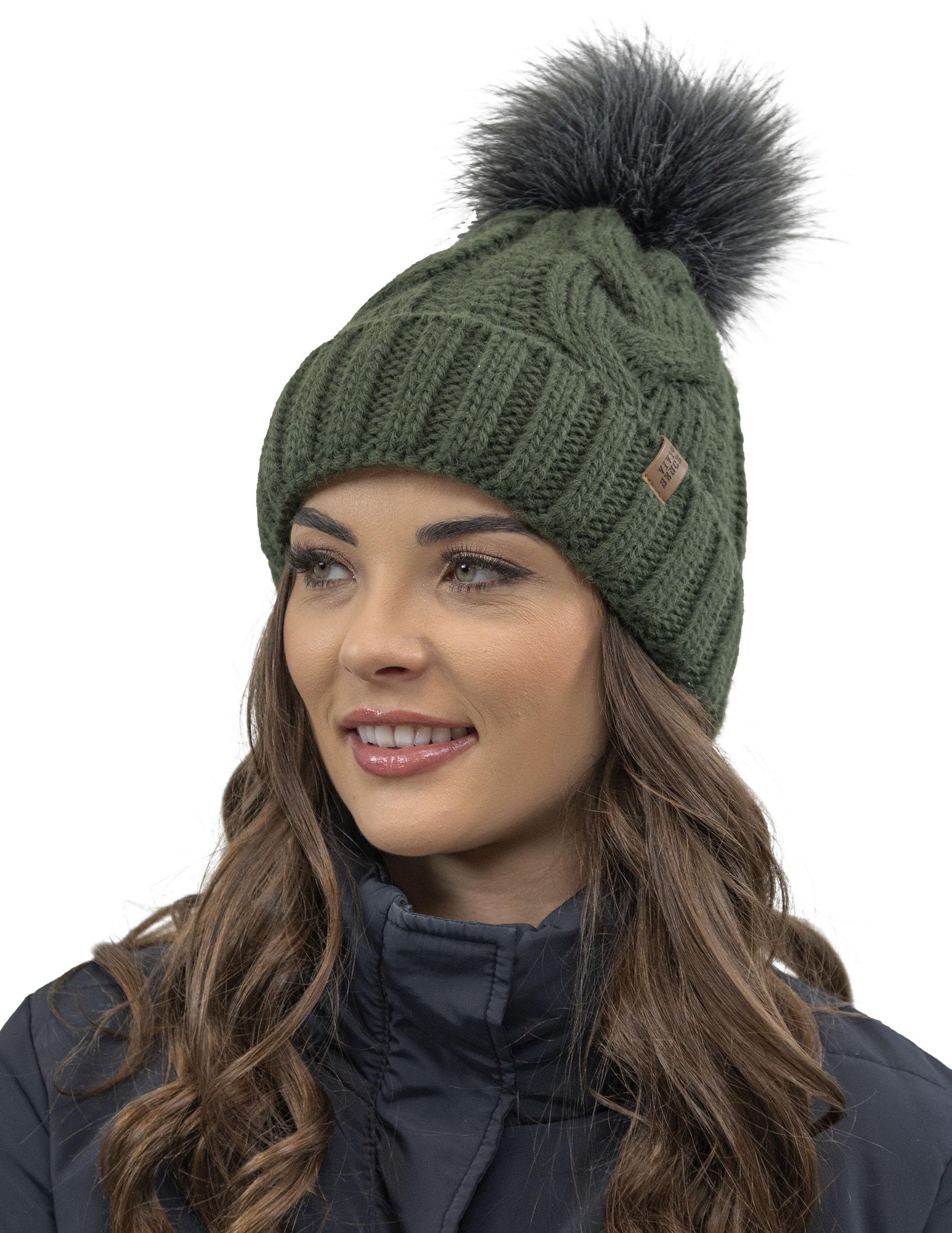 VIVISENCE Wintermütze Mit Bommel Damen Warmes Ideal Für Kalte Wintertage 7014