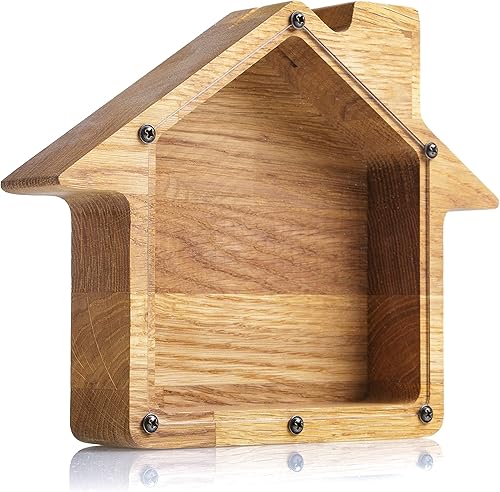 Miniatura 6 de Banco de monedas personalizado Regalo de la nueva casa Marco de caja de dinero de madera Hucha para niños y niñas Tarro de punta de madera Hucha