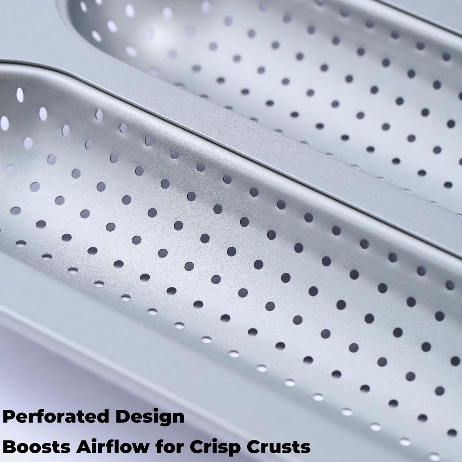 Metal Sub Roll & Hoagie Roll Baking Pan 12 inch, 3-Slot Perforated French Bread & Mini Baguette Pan, Nonstick Carbon Steel Bread Baking Tray for Homemade Subs & Sandwich Rolls