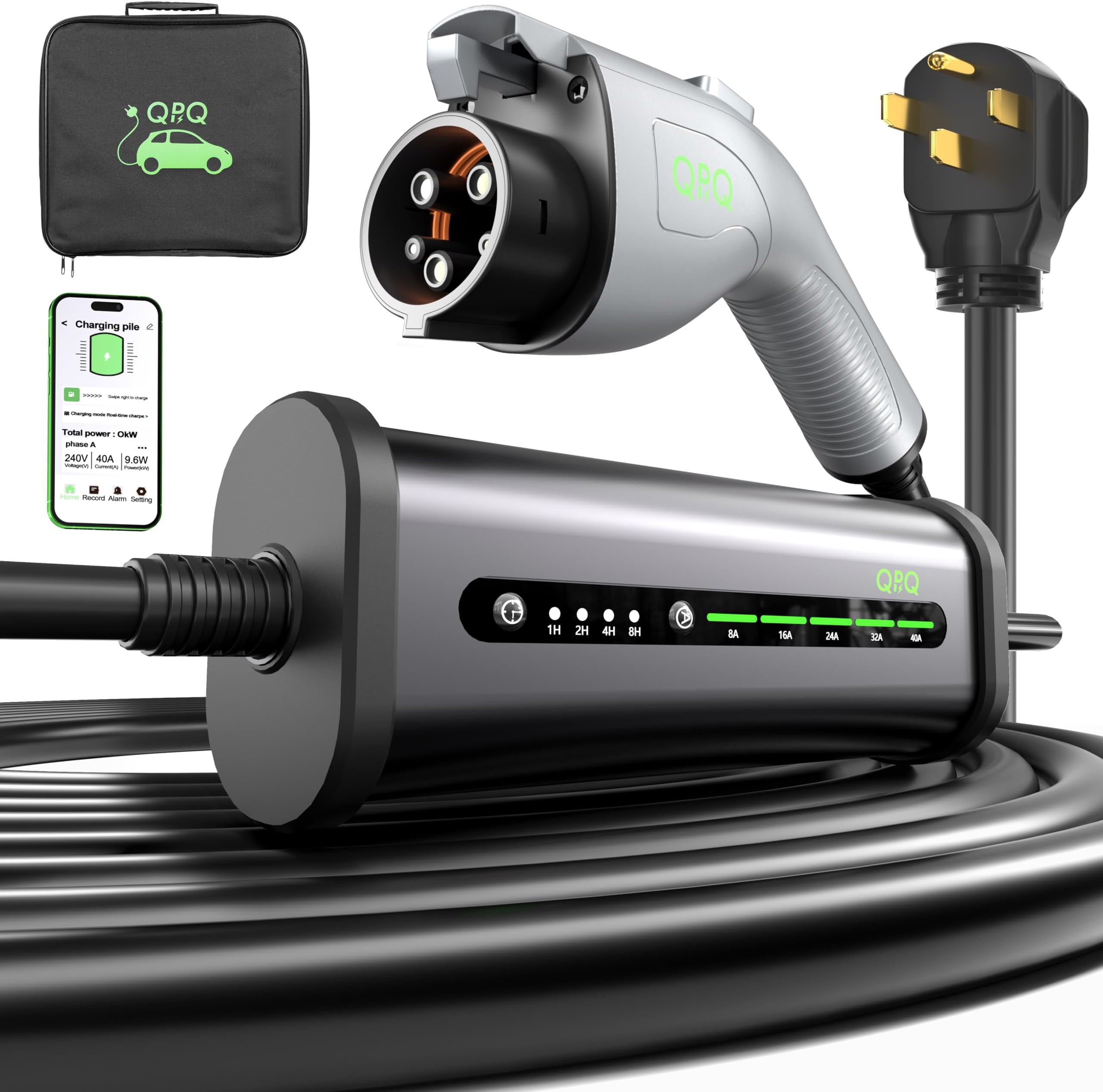Amazon.com: QPQ Level 2 EV Charger 40Amp 240V Electric Car Charger ...