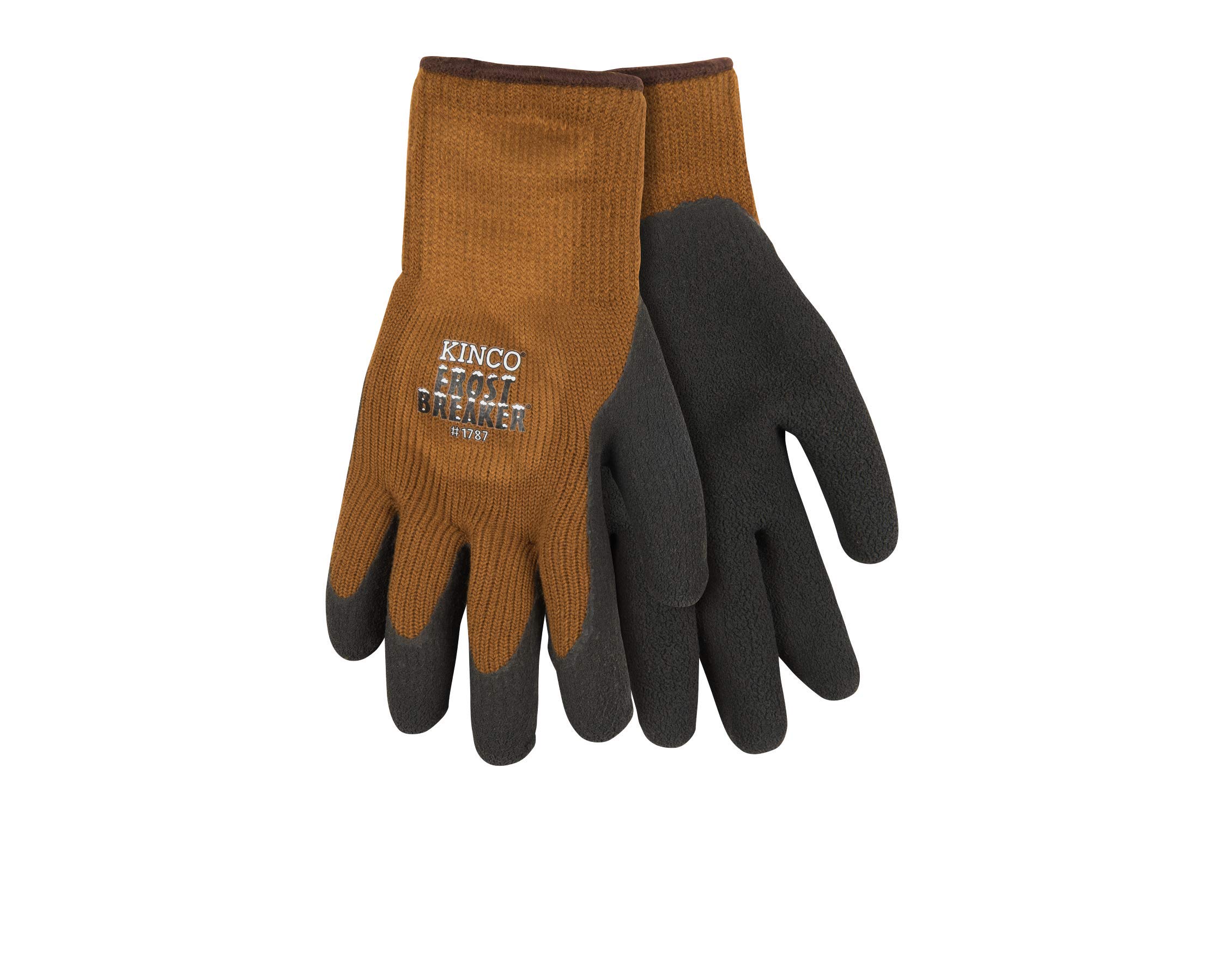 Kinco internacional 1787-l Frost Breaker, guantes de trabajo de punto térmico, Palma de látex, marrón, grande