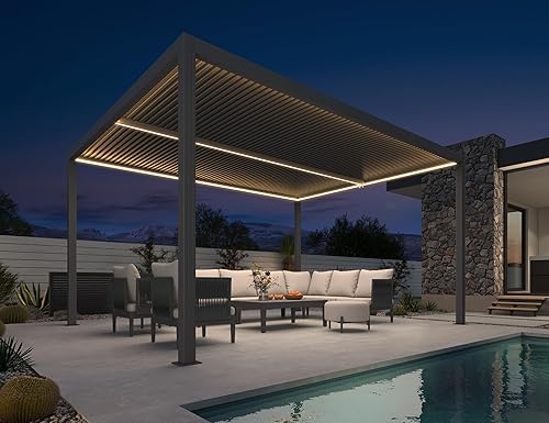 Miniatura 18 de PURPLE LEAF 94AS - Pérgola pequeña de aluminio compacto de 10 x 12 pies con techo rígido con listones ajustables para patio, cubierta de terraza