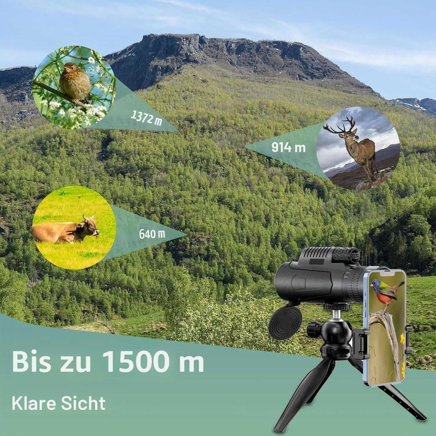 Monocular, 10-30x50 Monocular Telescope, für Erwachsene und Kinder, FMC BAK4 Prisma, Monokular klein, für sportveranstaltungen Vogelbeobachtung Reisen Jagd Konzert Sport im Freien