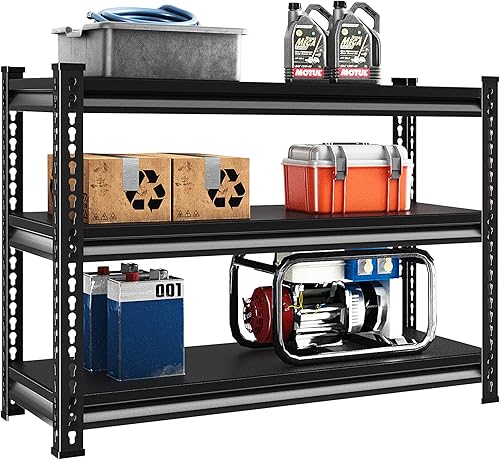 Estantería de garaje de 3 niveles resistente, estantería de metal de 36 pulgadas para garaje, capacidad de carga de 1320 libras, estantes y estantes