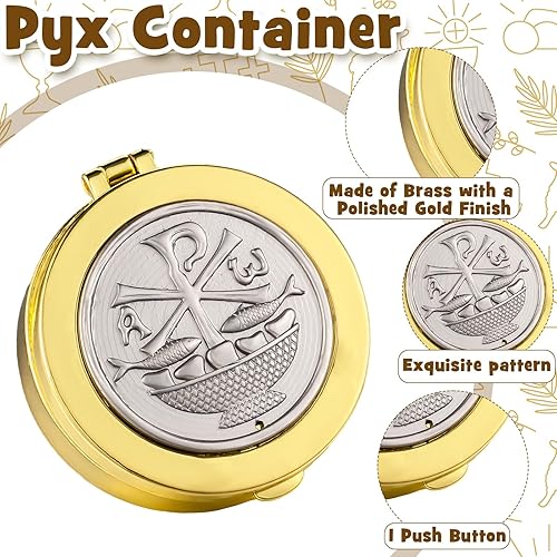 Miniatura 4 de 2 bolsas de cuero para comunión para Pyx con cruz latina dorada, estuche católico con brotes dorados, bolsa cruzada para comunión, sacerdotes,