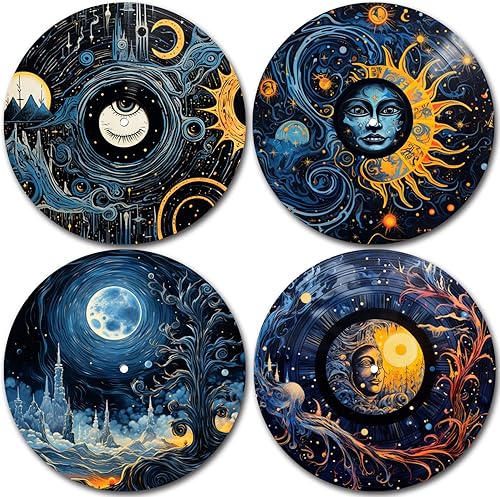 Divertido disco de vinilo retro para estética de pared, juego de 4 unidades, estilo bohemio, decoración de pared para niños, adolescentes y niñas,