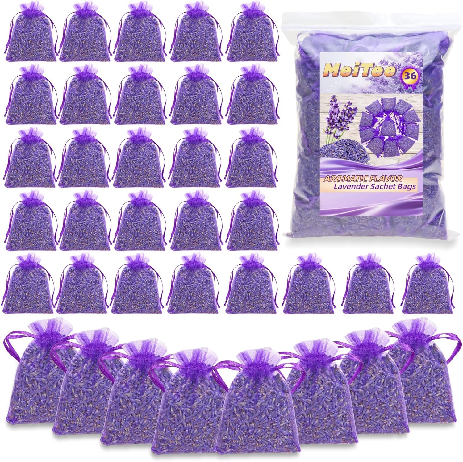 36 Bolsitas de Lavanda - Brotes Naturales para Cajones y Hogar
