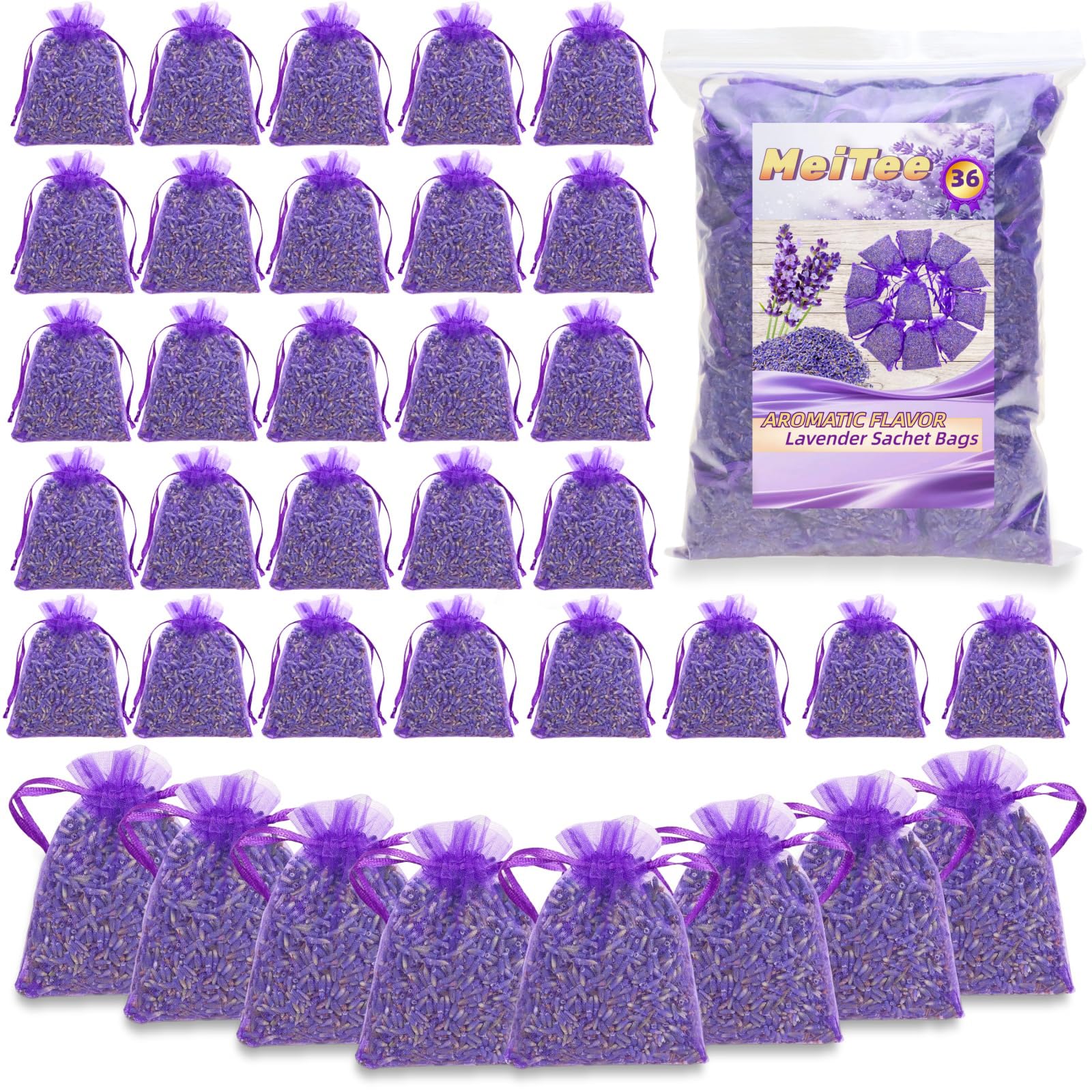 36 Vacuum-Sealed Lavender Sachets - Elegant Potpourri for Closets & Drawers