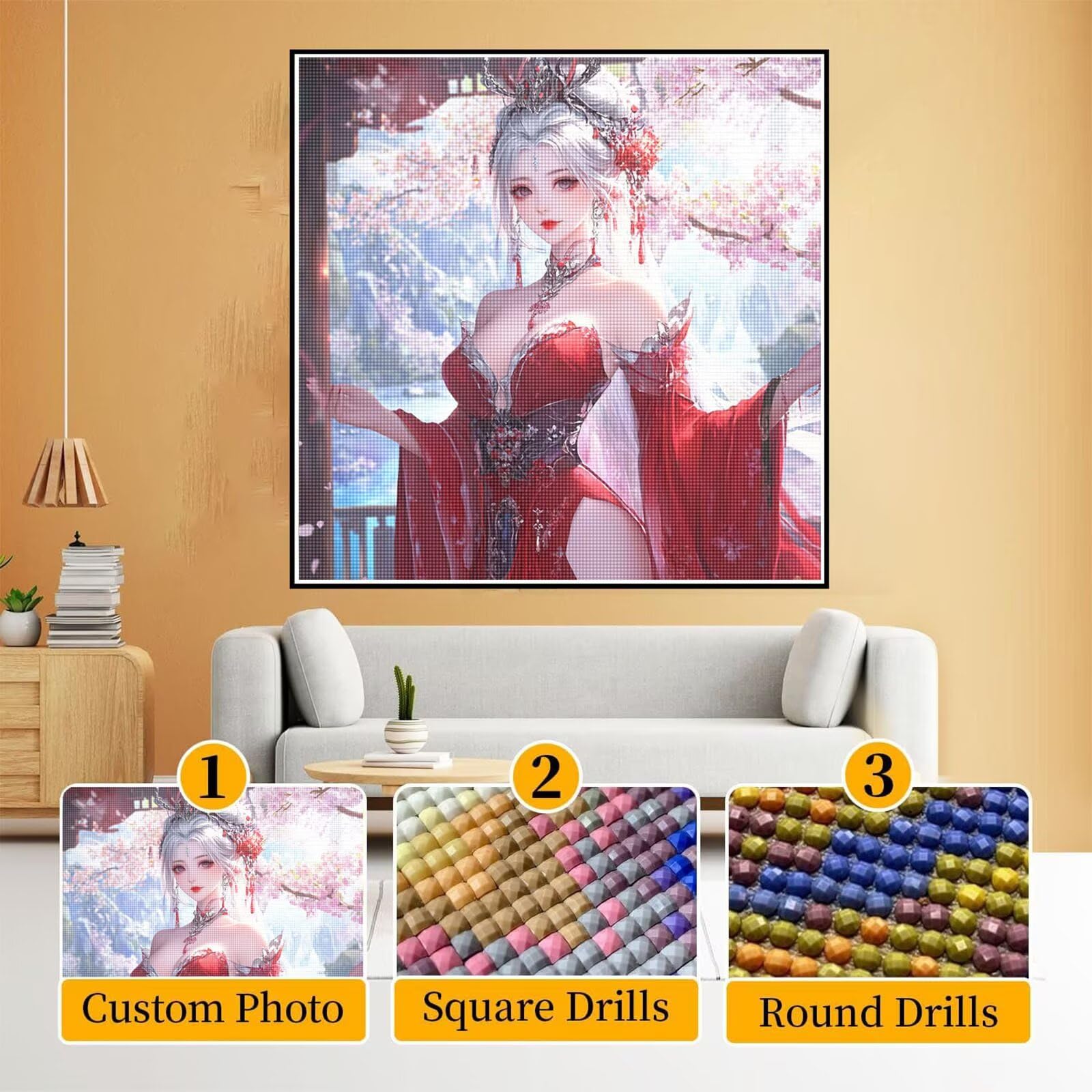 Diamentowe malowanie, własne zdjęcie, 70 x 140 cm, akcesoria do malowania diamentowego, "zrób to sam", spersonalizowany zestaw do projektowania, kreatywny zestaw dla dorosłych, specjalny prezent do