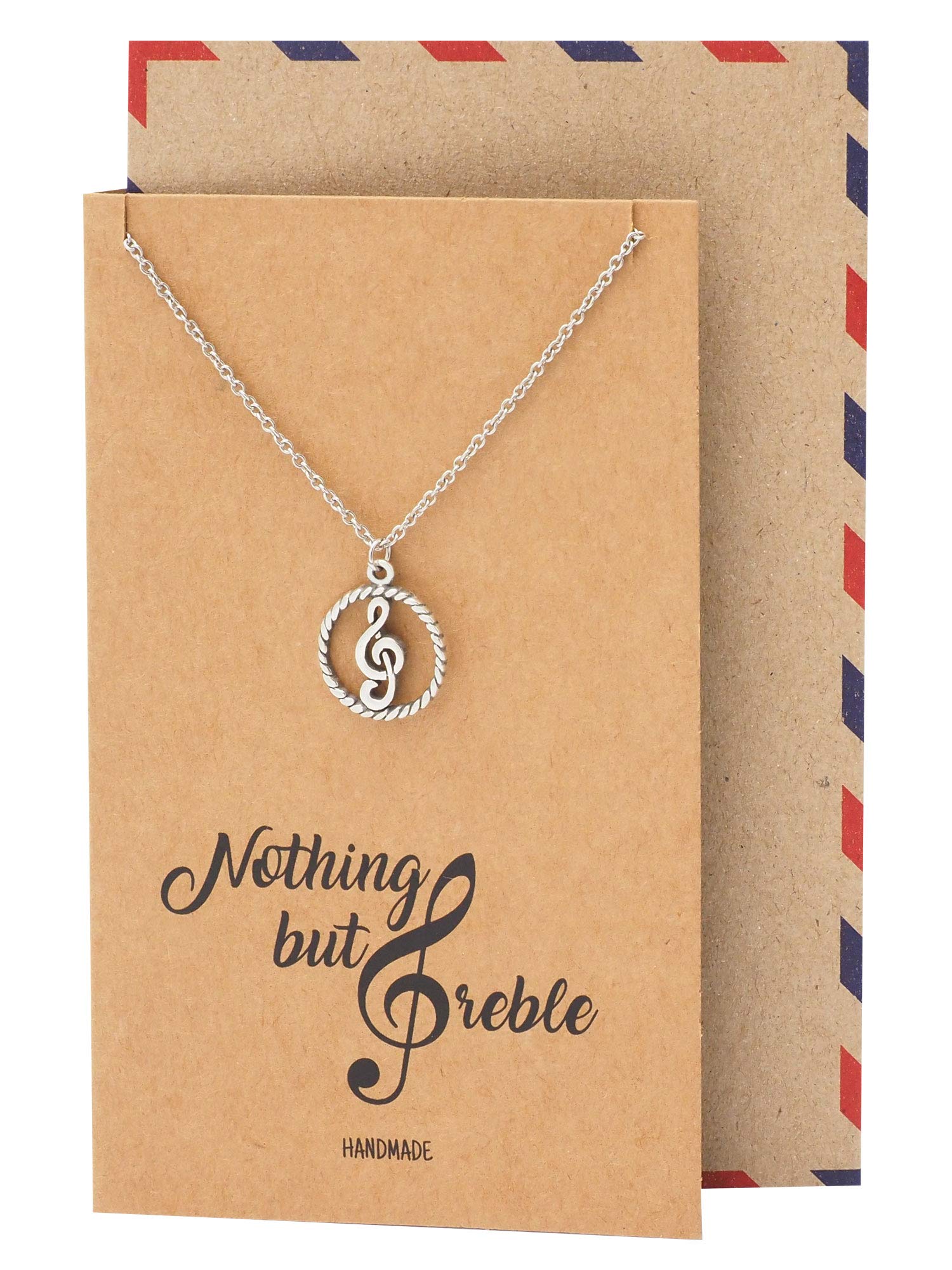 quan jewelry Musical Necklace, Gifts for Musician, G Clef Note Music Teacher Pendant Charm, Gifts for Music Lovers, Nothing but Treble, Handmade Music