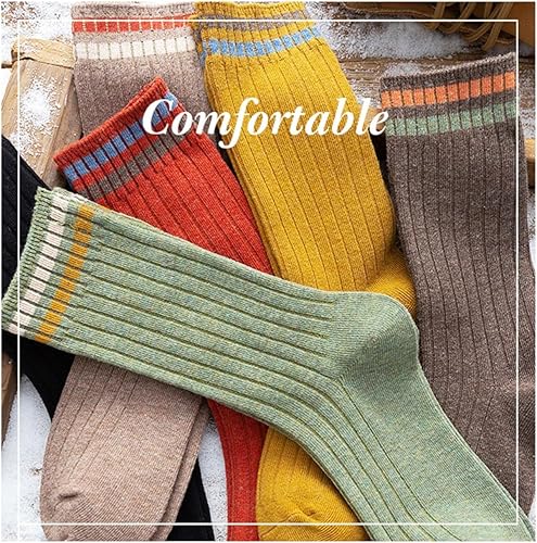 Miniatura 3 de 10 pares de calcetines a rayas para todas las estaciones, atléticos, retro, lindos calcetines para mujeres y niñas, Rayas bicolor