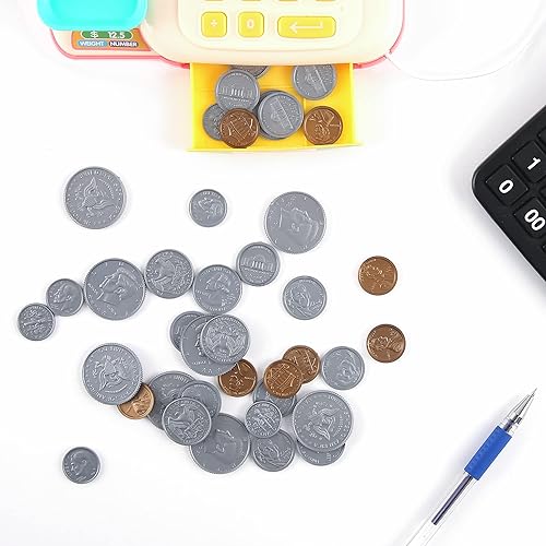 Miniatura 3 de 100 monedas falsas para el aprendizaje de los niños, monedas de juego de plástico para enseñanza, 100 níquel para niños, tienda de juegos de