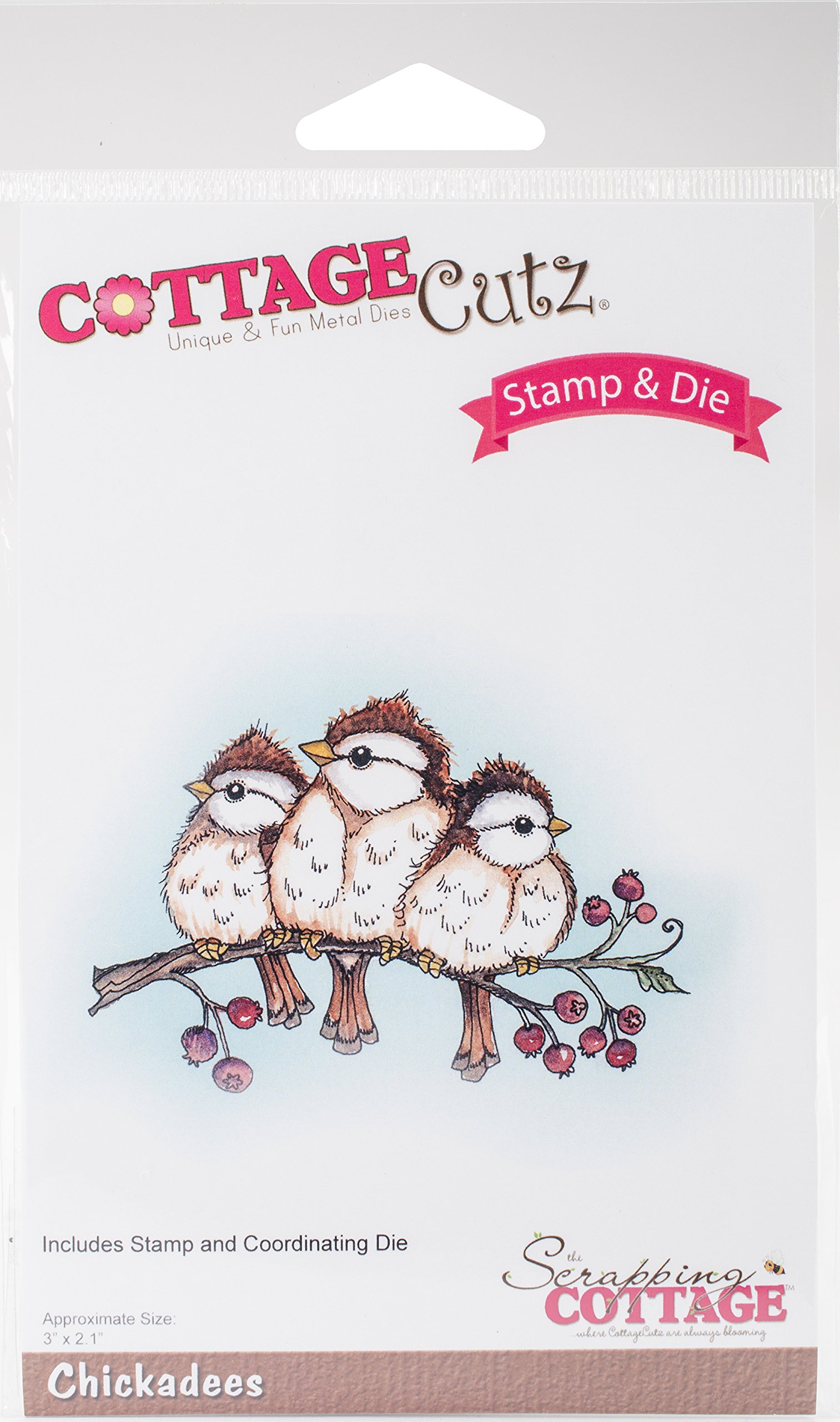 CottageCutz CCS-038 Stamp and Die Set-Chickadees 3 inches X2.1 inches
