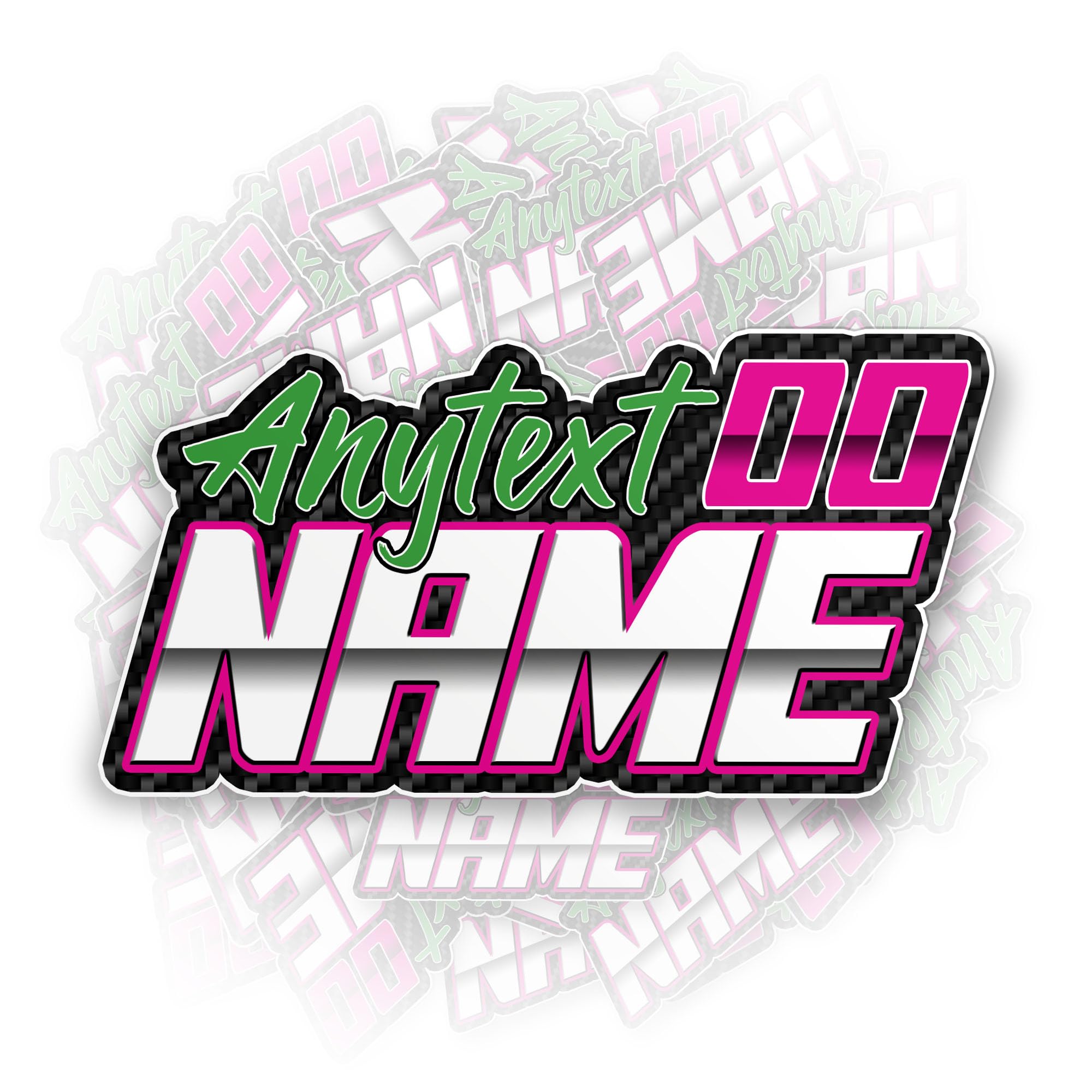 Personalized Racing Sticker Custom Carbon Texture Name Number Gradient Racing Car Waterproof Die-Cut Vinyl Sticker for Race CARM RC Car, Dirt Bike,