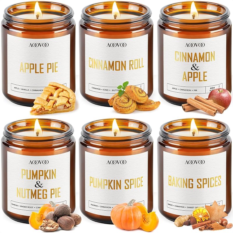 Velas perfumadas de otoño AOOVOO - Vela de soja de 6 piezas, 42 oz